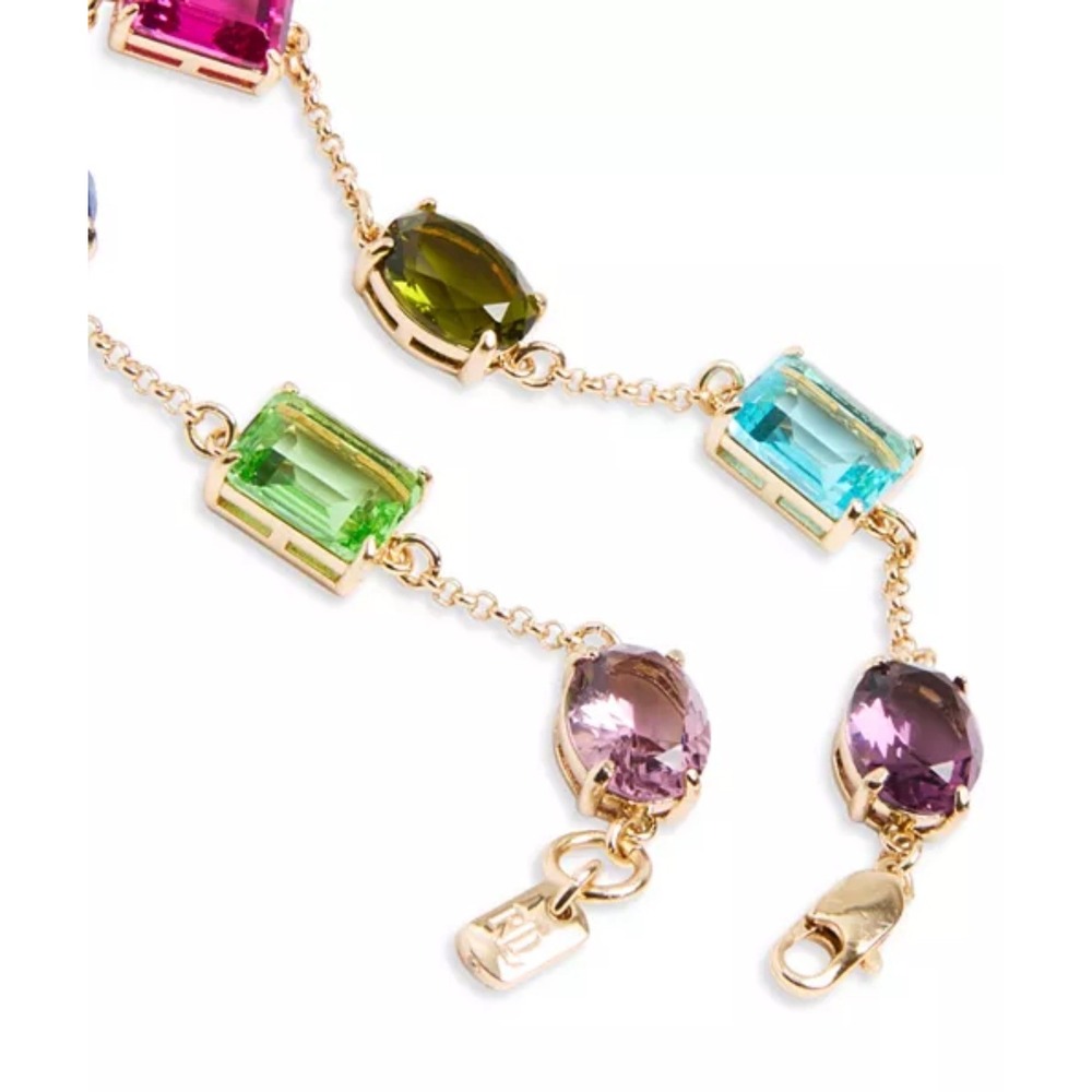 Ralph Lauren Rainbow Stone Flexline Bracelet Multicolor Riviera Tennis Style